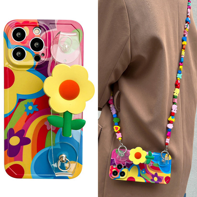 For iPhone 12 Pro Flower Decor Clear Wristband TPU Case Pattern Printed Phone Cover with Shoulder Strap For iPhone 12 Pro Flower Decor Clear Wristband TPU Case Pattern Printed Phone Cover with Shoulder Strap